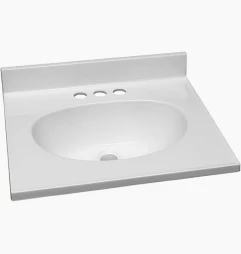 CULTURED MARBLE TOP  25" X 19" WHITE