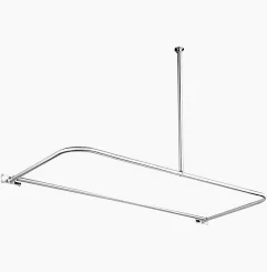 SHOWER ROD U SHAPE 5' ALUM COMPLETE W/24" SUPPORT BAR, LOOP & FLANGE