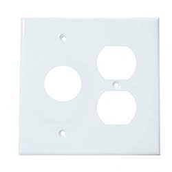 WALL PLATE DUPLEX RECEPT. + AC  WHITE METAL OVERSIZE #86842