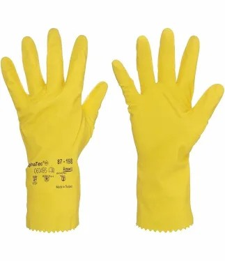 GLOVES YELLOW LATEX FLOCK LINED HD HL-100 LG  INDV. PACK