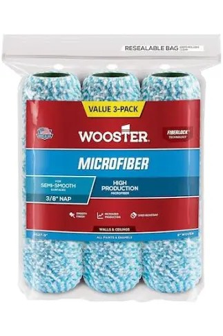 PAINT ROLLER WOOSTER MICROFIBER  9" X 3/8" NAP 3/PK #R527-9