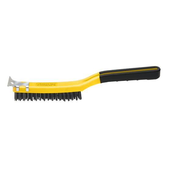 WIRE BRUSH LONG SOFT GRIP HANDLE  W/SCRAPER  3" X 19" ALWAYS TOOL 14012319 #SB319