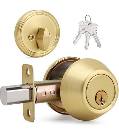 DEADBOLT SINGLE CYLINDER BRASS  #TUFD0503A
