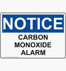 SIGN NOTICE OF CARBON MONOXIDE DETECTORS 8" X 9" METAL