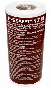 SIGN FIRE SAFETY INDOOR NOTICE NON-COMBUSTABLE *STICKER*