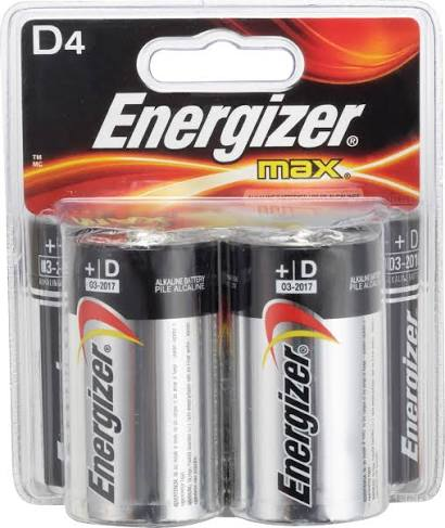 ENERGIZER MAX D BATTERY 4 PACK 1399856 #E95BP-4