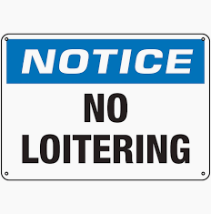 SIGN NO LOITERING 4" X 10" METAL