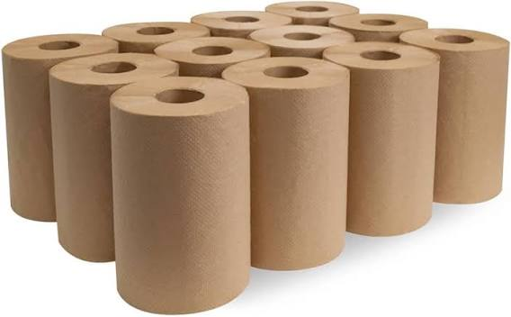 HAND TOWEL INDUSTRIAL ROLL NATURAL 8" X 350 12 ROLLS #12350
